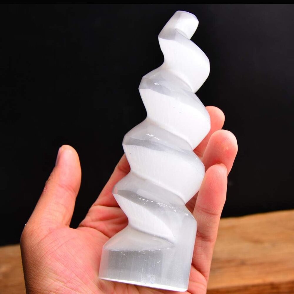 Selenite Crystal Tower Large Spiral Wands Healing Stones Chakra for Meditation 6